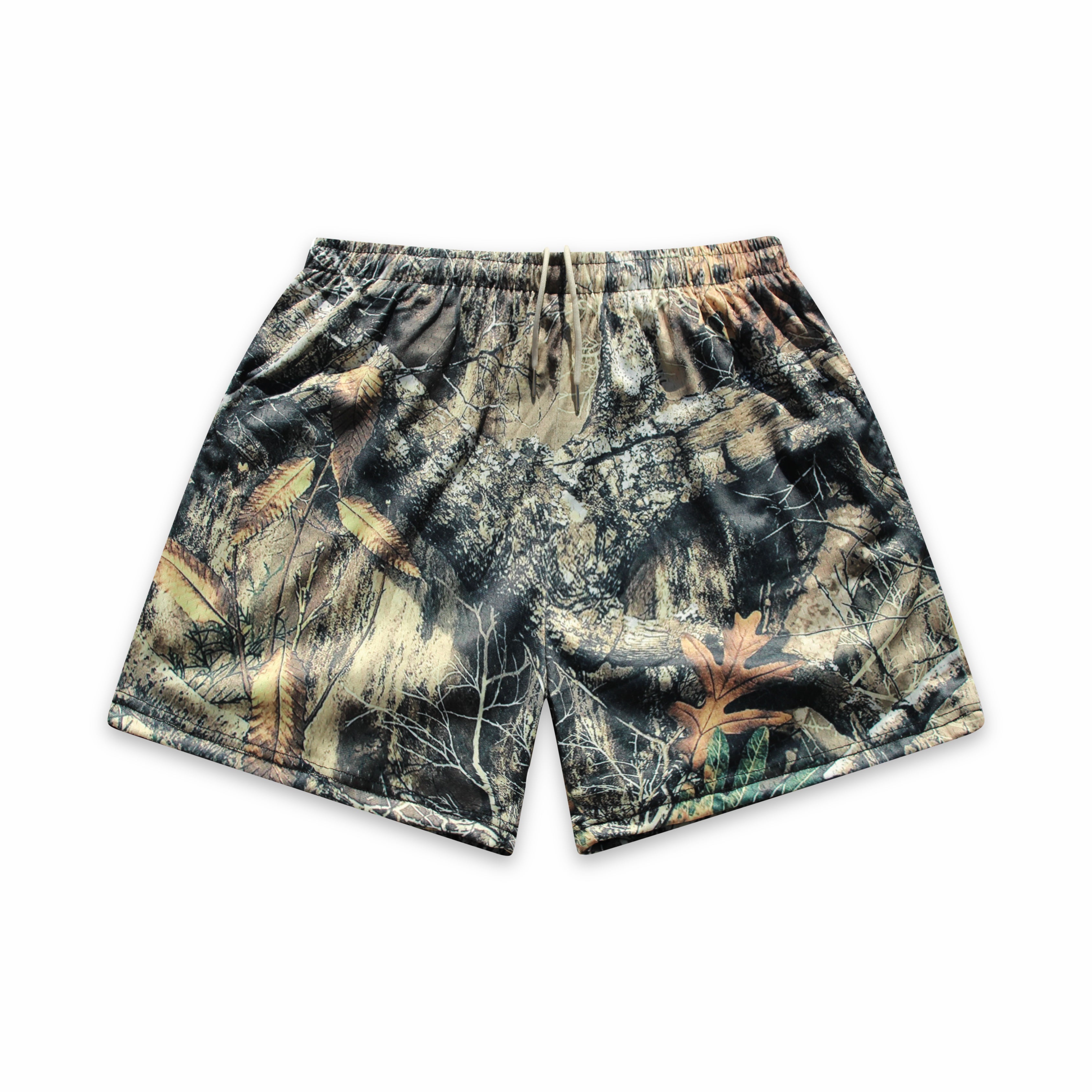 Pantalón corto de malla con camuflaje forestal