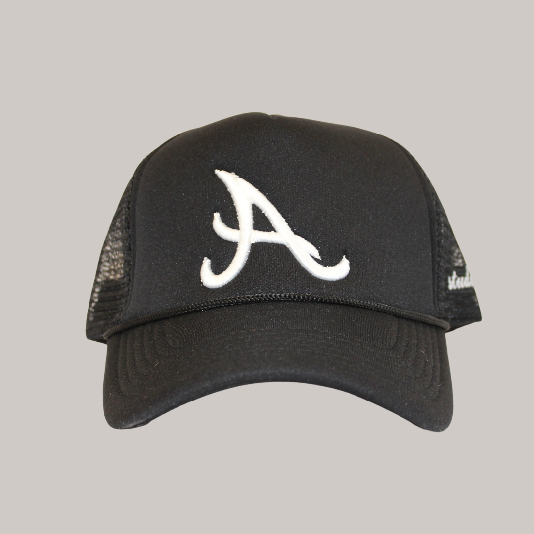 Backwards A Trucker Hat - BLACK w/ White A