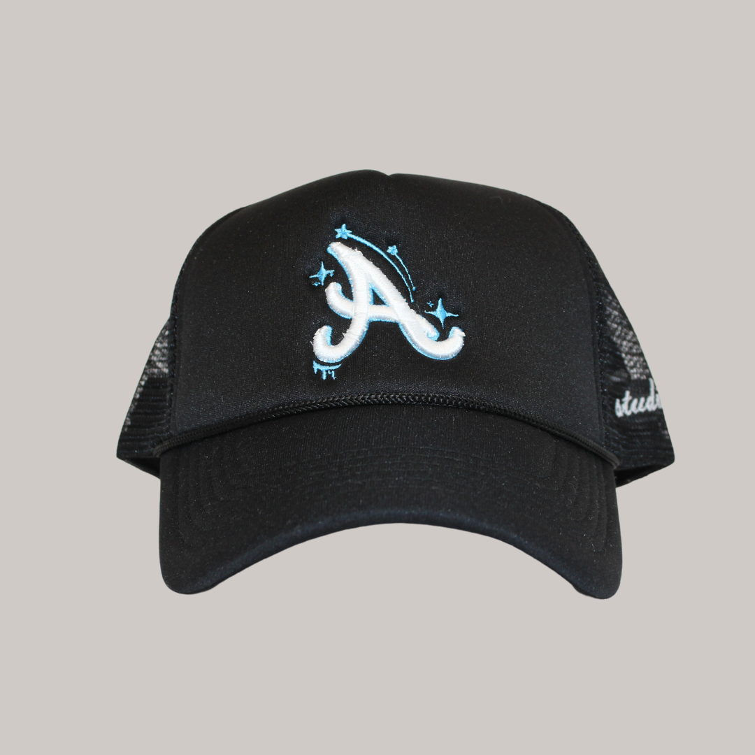 A w/ Stars Trucker Hat - BLACK