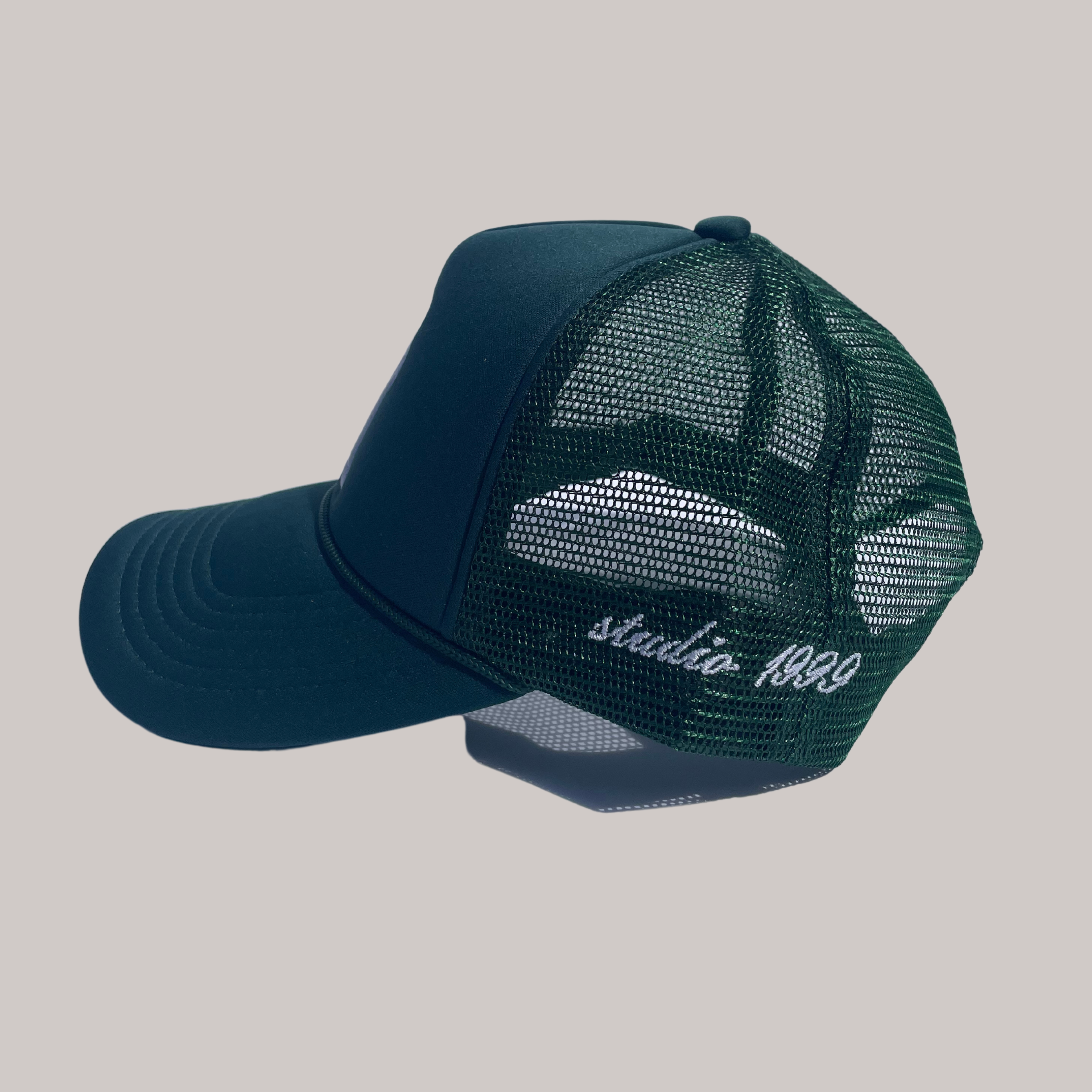 Upside Down LA Trucker Hat - FOREST GREEN