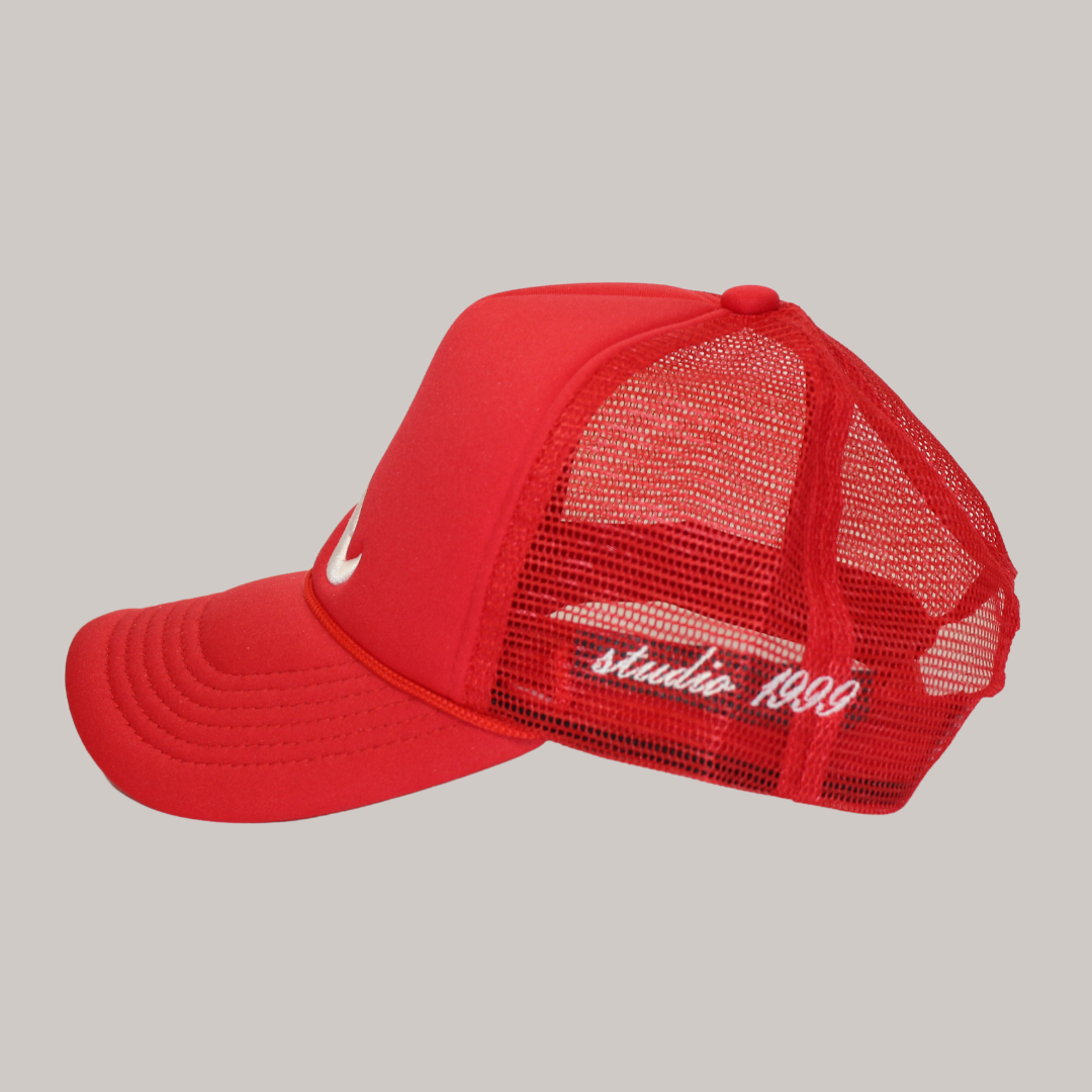 Backwards A Trucker Hat - RED w/ White A
