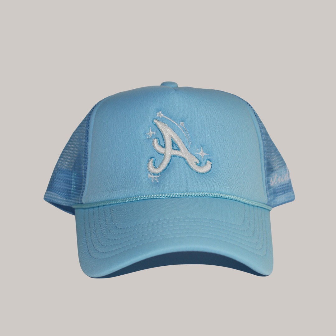 A w/ Stars Trucker Hat - BABY BLUE