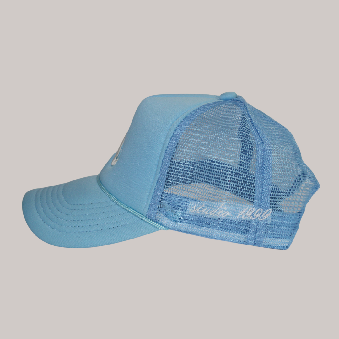 A w/ Stars Trucker Hat - BABY BLUE