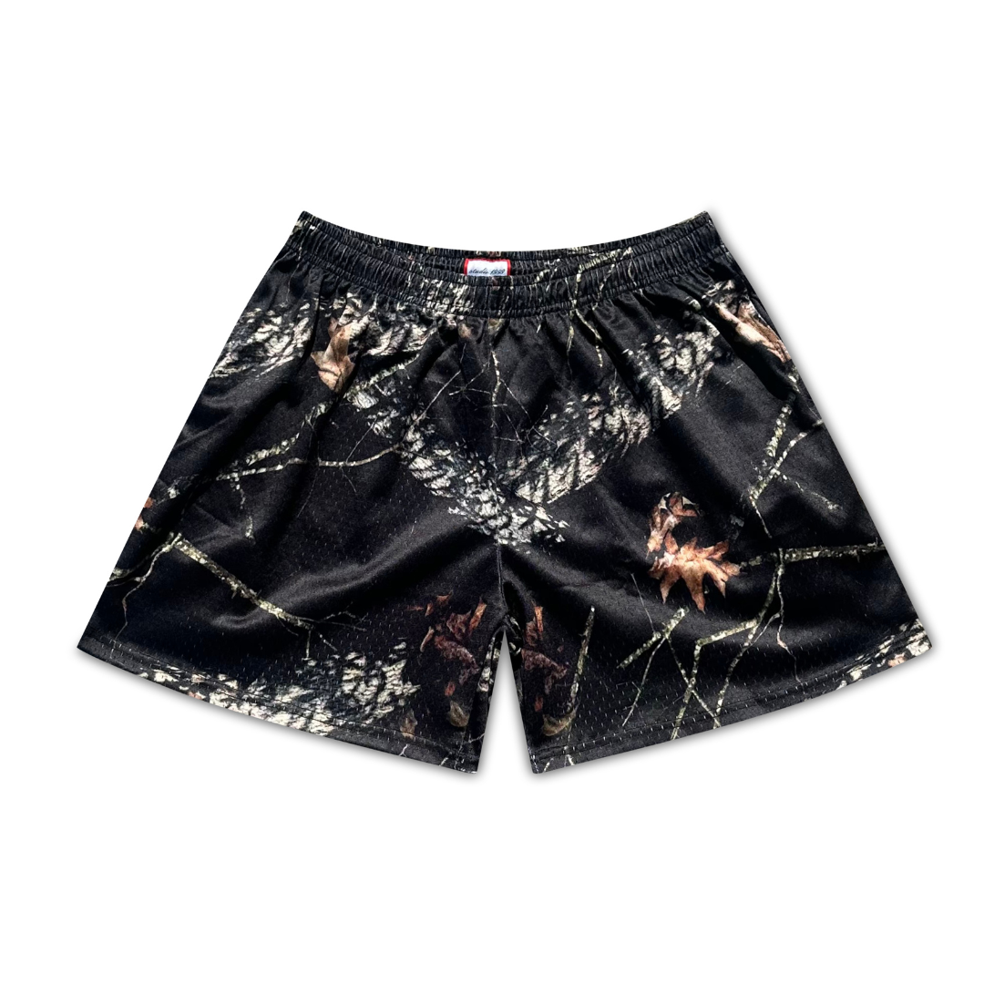 Forest Camo Shorts Black (SHIPS IN 24HRS)